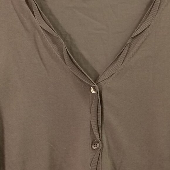 Pendleton Cardigan Button Front Ruffled Edge Taupe Silk Blend Long Sleeve Small - Picture 2 of 4